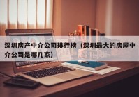 深圳房产中介公司排行榜（深圳最大的房屋中介公司是哪几家）