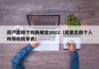 房产出租个税新规定2022（房屋出租个人所得税税率表）