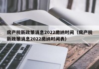 房产税新政策消息2022缴纳时间（房产税新政策消息2022缴纳时间表）